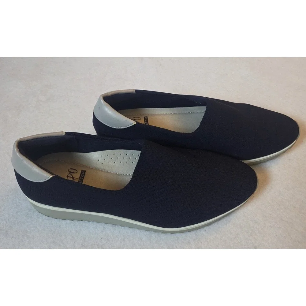 impo womens shoes,Navy‎ /Gray Wedge Heels,Size 9 M